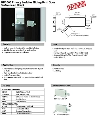 Inox BD1023-32d Surface Jamb Mount Block Block, сатен не'рѓосувачки челик