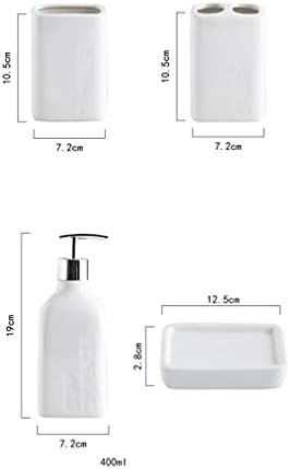 Сателитска керамика Левонг Пет парчиња сет, сет за додатоци за бања, четка за заби решетката за уста за уста за уста, бело