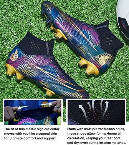 Унисекс машки фудбалски фудбалски фудбали FG/AG фудбалски чевли трева во затворена фирма на отворено, терен со високи шипки,