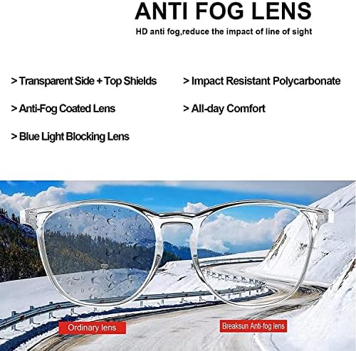 Euxor, квадратна рамка, Z87.1 Сертифицирани безбедносни очила, анти -магла, очила отпорни на гребење, анти -разнишани, сини светло блокирање