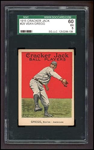 1915 Cracker Jack 29 Vean Gregg Boston Red Sox SGC SGC 5,00 Red Sox