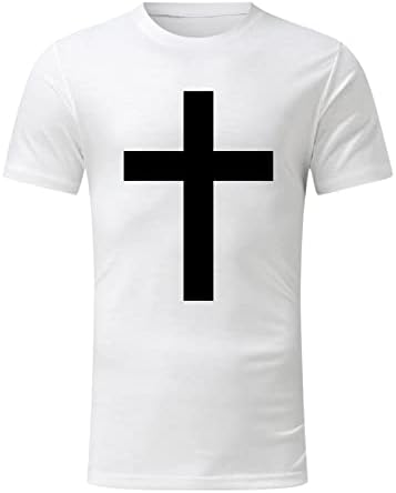 HDDK MENS војник со кратки ракави маици летна вера Исус крст печати врвови за вежбање спортски екипаж на екипажот Основни маички