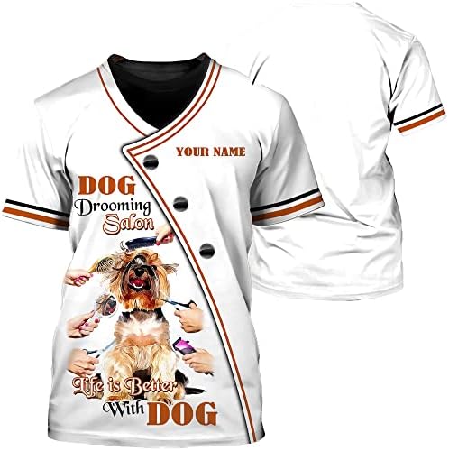 Персонализирана салон за кучиња миленичиња за миленичиња бела униформа маица 3Д, кошула за кучиња, кошули за кучиња за жени,