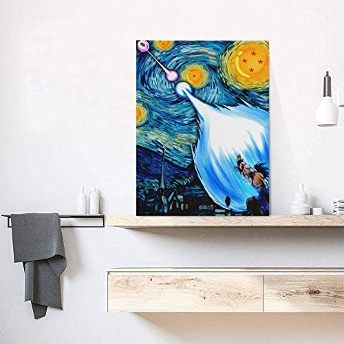 Starвездена ноќна тема wallидна постер змеј Z Starry Night Night Print Постер 16 „X 24“ за живеење, нерасположено