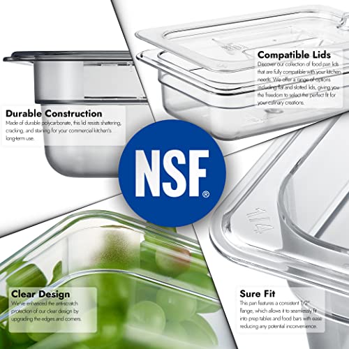 Curta 6 Pack NSF тави за храна, 1/4 големина 2 1/2 инчи длабока, комерцијална поликарбонат пластична чиста замрзнувач-Semport
