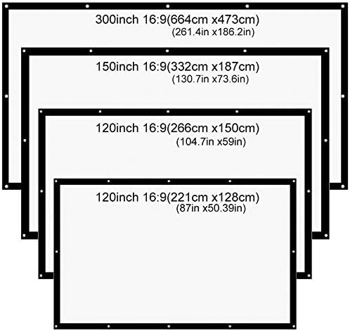 N/A 180/200/250/300 Инч Проекција Проект Проектор Екран 16: 9 пати преносен екран платно Мет Вајт за домашен филм Wallид монтиран