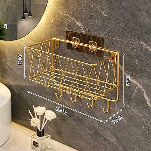 Туш тоалета за тоалети, златен корпа за злато корпа, што ја носи решетката за складирање на решетката за бања