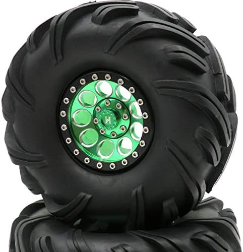 Hobbysoul 5.3 '' / 135mm 2,2 кал теренски гуми за лоши терени 2.2 Тракторски гуми монтирани на легура 2.2 тркала со беделак зелена црна црна 12 мм хексадецимални бандажи за аксијал?