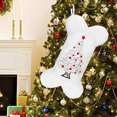 Божиќно порибување на кучиња Yoochee, Снежен бел плишана форма, божиќни чорапи за кучиња, кучиња, печатени со исклучителен вез за