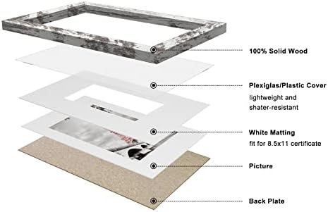 LuxDart 12x16 Рустикални рамки за слики со цврсто дрво со слики 12x16 инчи без мат или 8,5х11 дипломи со мат, фармерска куќа потресена