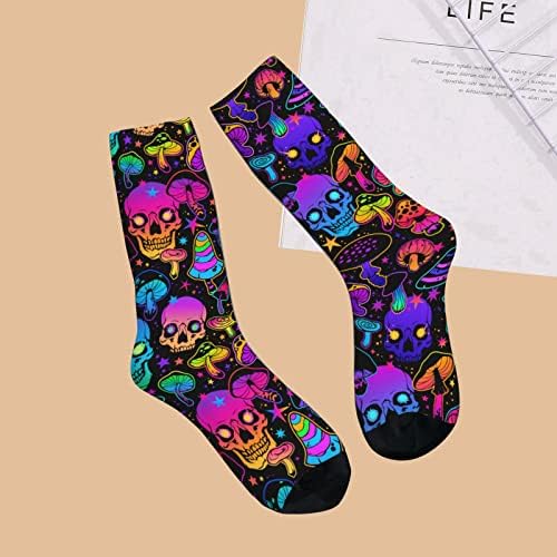 Чорапи од печурки и череп, магични печурки нови чорапи за мажи/жени, меки и удобни спортски чорапи смешни луди чорапи