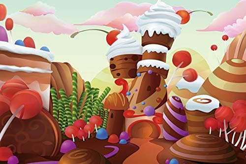 DORCEV 10x8ft Бонбони Земјиште Позадина За Деца Роденден Бебе Туш Божиќ Партија Позадина Цртан Филм Бонбони Куќа Сладолед Чоколадо Слатка