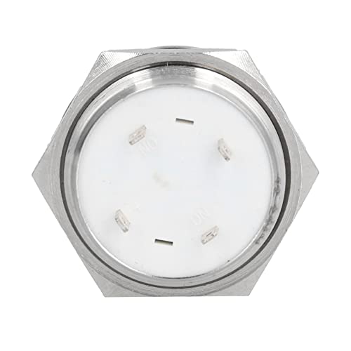 FtVogue 5PCS моментално копче за притискање на копчето од не'рѓосувачки челик автоматски ресетирање на ултра тенок водоотпорен со LED 25 mm [DC3 ~ 6V], контролен прекинувач