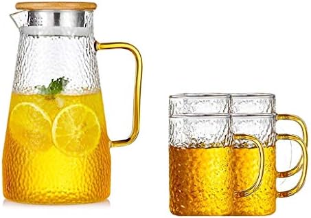 Стаклени чаши од Мутеки, мултифункционална ладна вода бокал топлински стаклен стаклен стаклен бокал сок од голем капацитет, џог од 1500 мл, сет/чист-Д/12х21х9.2 см