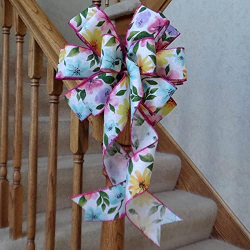 Божиќни лакови на Хидоли за венци, рачно изработени лакови за поштенско сандаче, лакови за елка, лакови од 10 широка пролетна цветна акварелна