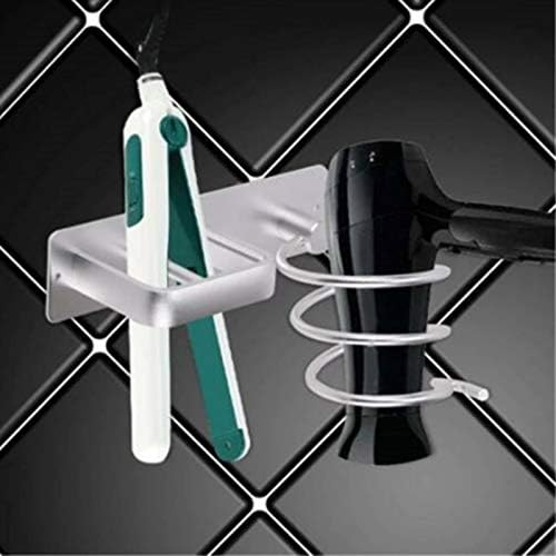 XJJZS Sliver Metal Wallиден држач за фен за коса, шкаф за складирање на решетки за бања додатоци за бања