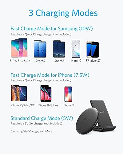 Анкер Безжични Полначи Пакет, PowerWave Рампа &засилувач; Стојат Надградени, Чи-Сертифициран, брзо полнење iPhone 12, 12 Mini, 12