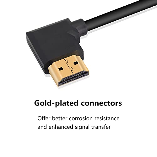 GELRHONR 4k HDMI Кабел 1.4, 90 Степени Агол HDMI Машки До Машки Кабел 4k@30hz, Позлатен Конектор, Поддршка ЛАК, 3D, Етернет, ЗА HD ТВ, ЛАКТОП,