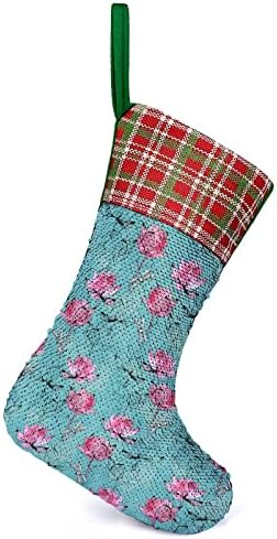 Waterlily Dragonfly Sequin Божиќни празнични чорапи Реверзибилни бои што се менуваат магичен фонд за Божиќно дрво камин висечки чорапи