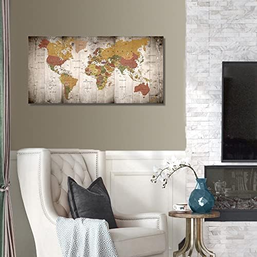 Светска мапа wallидна уметност за канцеларија наутички wallиден декор гроздобер светски постер за мапа модерна врамена платно печатена уметност