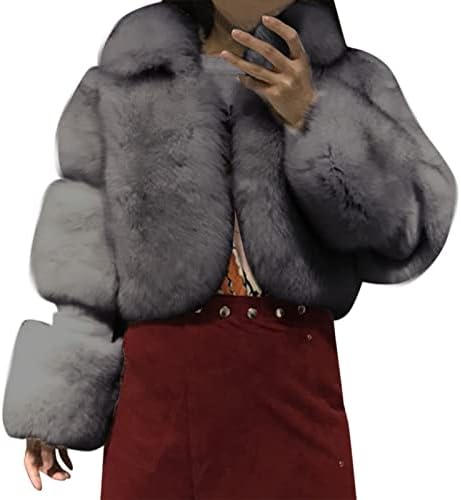 Женски зимски палто крзнено ракав големина топла јакна fauxlong плус faux надворешна облека кратка палто, жени палто