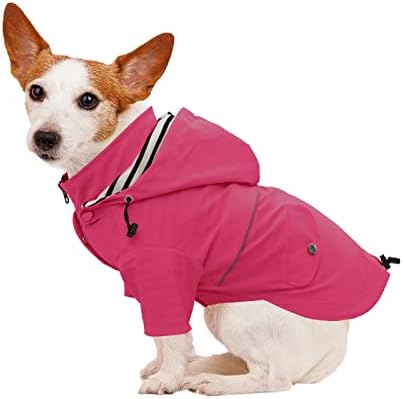 Pethiy Dog Raincaat Stylish Premium Dog Raincoats-Small Dog Raincoat Водоотпорен патент на џебови, отпорен на дожд/вода, прилагодлива