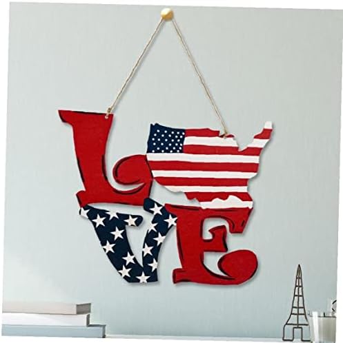 4 -ти јули виси дрвен знак Ден на независност Патриотско американско знаме со знаме писмо од влезна врата висина украси украси