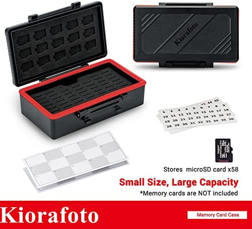 Kiorafoto 58 слотови TF Micro SD MSD мемориски картички држач за куќиште на вода, отпорен на вода, анти-изгубени анти-шок за складирање на организатор