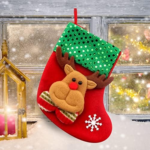 Чорапи со бонбони Мала Божиќна Божиќна торба торбички чорапи Декорација за подароци за занаети за занаети Велигденски украси нови