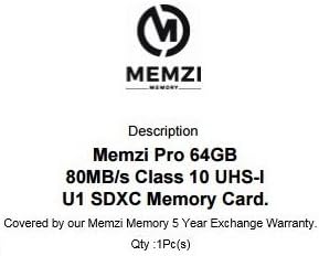 MEMZI PRO 64gb Класа 10 80MB / s Sdxc Мемориска Картичка За Panasonic Lumix DC-GH5, DC-GH5L, DC-GH5M, DC-GH5K, DC-GH5KBODY Дигитални Камери