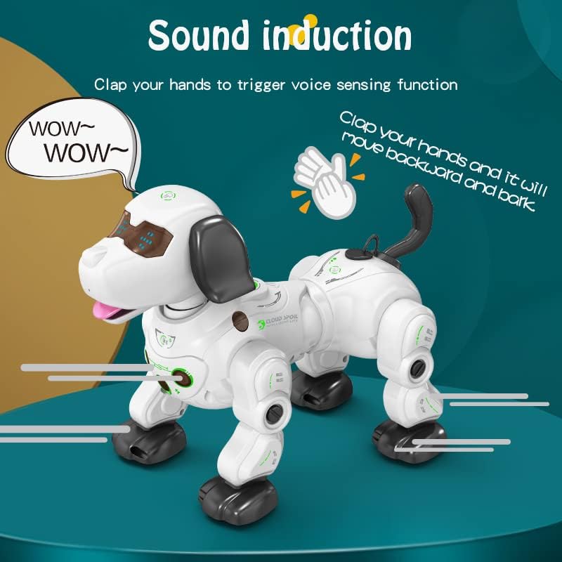 Gamegood Далечински Управувач Робот Куче Играчка, RC Интерактивни Паметни Роботски Кутре Одење, Следниве, Електронски Миленичиња Играчки Со Светлина И Звук За Деца