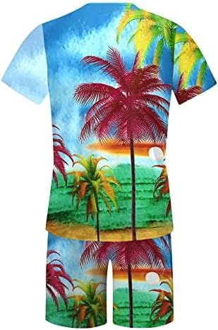 Менс 2 парчиња сетови летни мажи летни облеки на плажа со кратки ракави со кратка кошула со кратки кошули панталони 2 парчиња костум