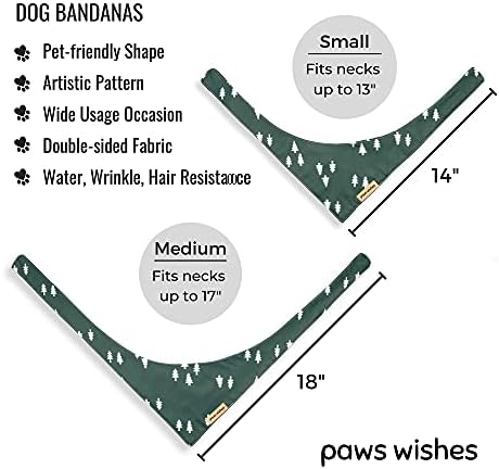Paws посакува кучиња бандани, облик на пријателски миленичиња, отпорна на вода и брчки, поставете шума од карпеста бор, прилагодливи