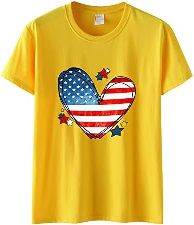4-ти јули кошули жени во САД маичка со знаме на знаме, обични летни врвови, кратки ракави, маички од кошула, шарени удобни лабави кошули