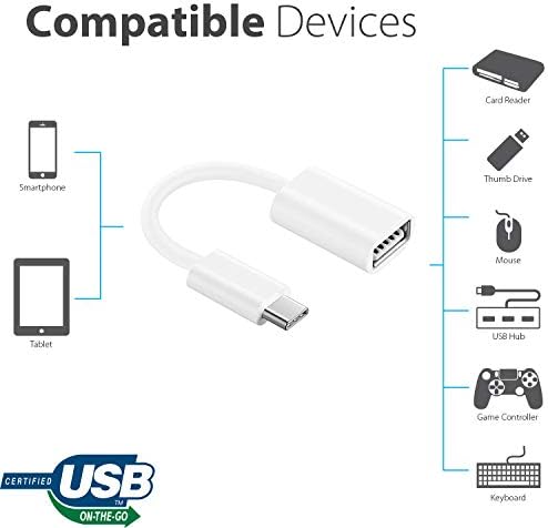 Работи OTG USB-C 3.0 адаптер за Samsung Galaxy Tab A8 10.5 за брзи, верификувани, функции со повеќе употреба, како што се тастатура, палецот,