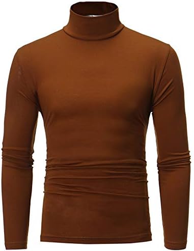 Машкиот џемпер со висок врат на Вокачи, џемпери со желки за мажи пуловер со долг ракав тенок фит плетен џемпер