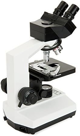 Celestron CB2000C Соединение Бинокуларен Микроскоп w/40x-2000x моќ, механичка фаза, 4 Целосно ахроматски цели, Abbe кондензатор,