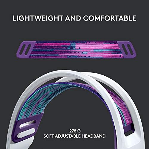 Logitech G733 Lightspeed Безжични Игри Слушалки со лента за суспензија, LIGHTSYNC RGB, Blue VO!СЕ микрофон технологија И ПРО-Г аудио драјвери-Вајт