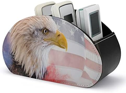 Balелав орел со американско знаме за печатење ТВ далечински организатор за контрола на кутии PU кожа 5 прегради