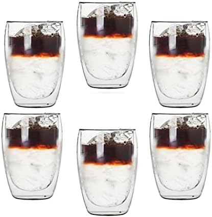 Dsfeoigy 350ml Стаклена Чаша Со Двоен Ѕид Проѕирна Рачно Изработена Чаша За Пијалок За Чај Мини Шолја За Виски Еспресо Шолја За Кафе