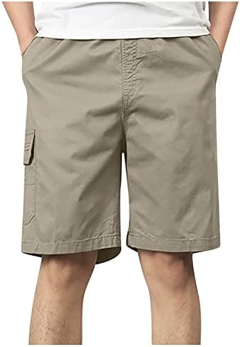 Големи и високи шорцеви шорцеви лабава памучна цврста боја пет панталони со повеќе џебни патенти обични панталони