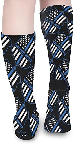 Црна Животи Прашање Полицијата Линија Знаме Боја-Блок Чорапи Спорт Високи Чорапи Цевка Чорапи За Тинејџери Возрасни