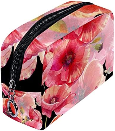 Тоалетна Торба, Козметичка Торба За Шминка За Патувања За Жени Мажи, Цветна Цветна Пченка Афион Црвена Розова