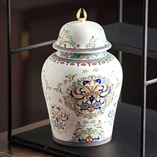 Керамички ѓумбир тегла вазна, модерна кинеска емајл порцеланска тегла вазна со капак, тегла за чај за складирање, за декор за домови,