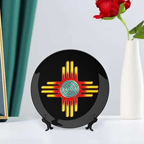 Зиа Сонце - Зиа Пуебло - Декоративна чинија со коска во Ново Мексико со столб за десертни плочи за десертни плочи за домаќинство