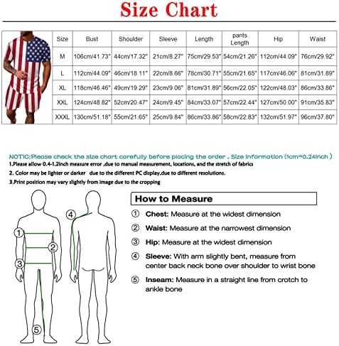 Машка случајна спортска летна летна независност на Денот на Денот на Денот на кратки ракави со кратки ракави од 2 парчиња Summer Sports Shart Men плус големина