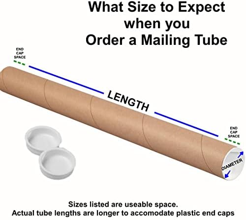 Крафт Тешки Цевки За Испраќање Со Крајни Капачиња | Цевки За Испорака На Уметност За Складирање Документи-Крафт, 4 В х 36 Л