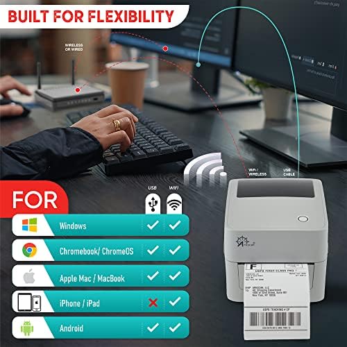 Arkscan 2054k-WF Безжична Испорака Етикета Печатач За Windows Mac Chromebook Андроид за WiFi &засилувач; USB, Поддршка Амазон Ebay Paypal Shopify Shopstation UPS USPS FedEx Ролна &засилувач; Fanfold Директна Тер