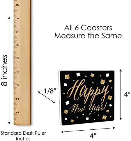 Голема Точка На Среќа Новогодишна Ноќ-Злато-Смешни Новогодишни Украси За Забави-Подлоги За Пијалоци-Комплет од 6