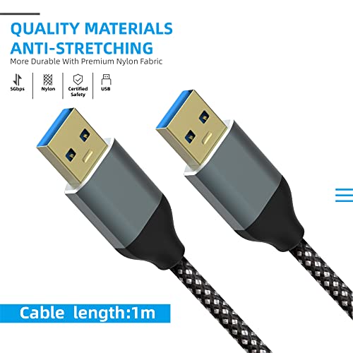 Совунис USB до USB кабел, USB 3.0 A до машки кабел 3,3ft, најлонски плетенка со голема брзина на трансфер USB 3.0 на USB 3.0 кабел компатибилен